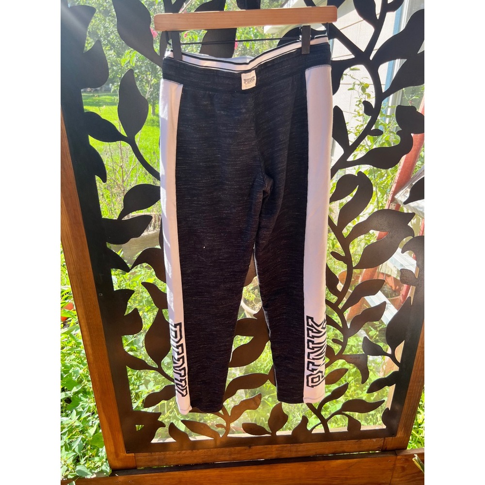 Victorias Secret PINK Joggers Gray White Side Stripe Logo Sweatpants Womens‎ S